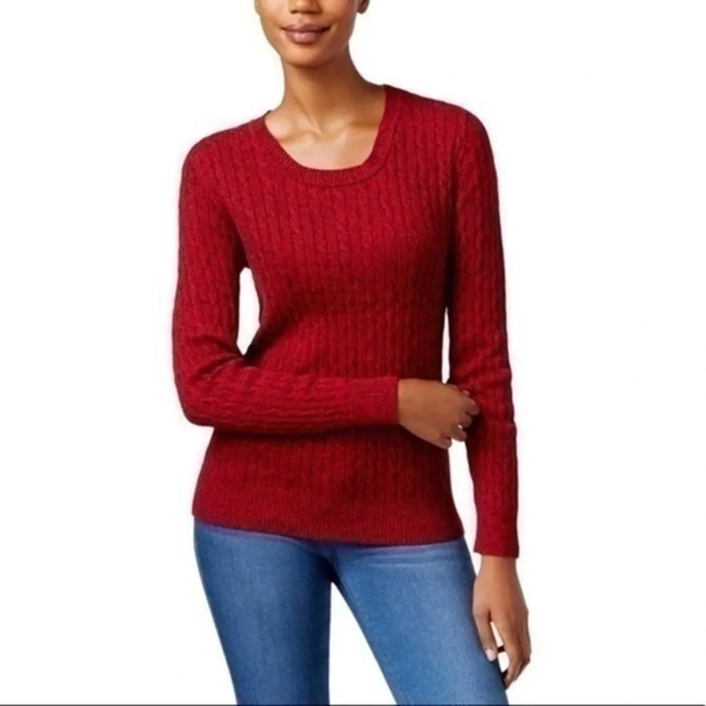Karen Scott Cable Knit Crew Neck Sweater sz XL